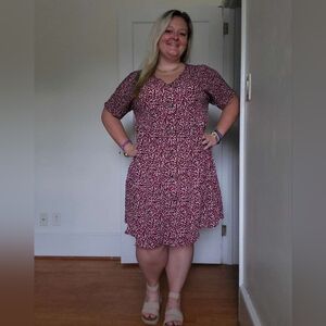 Shein Burgundy/Leopard Print Dress